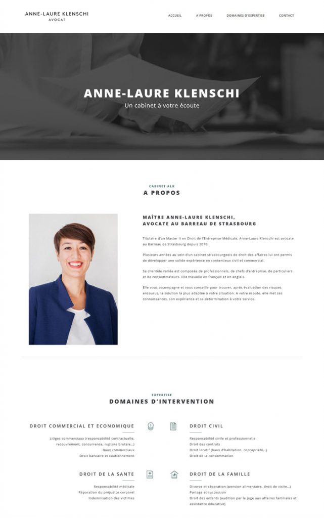 Page d'accueil du site web du Cabinet d'avocat ALK à Strasbourg